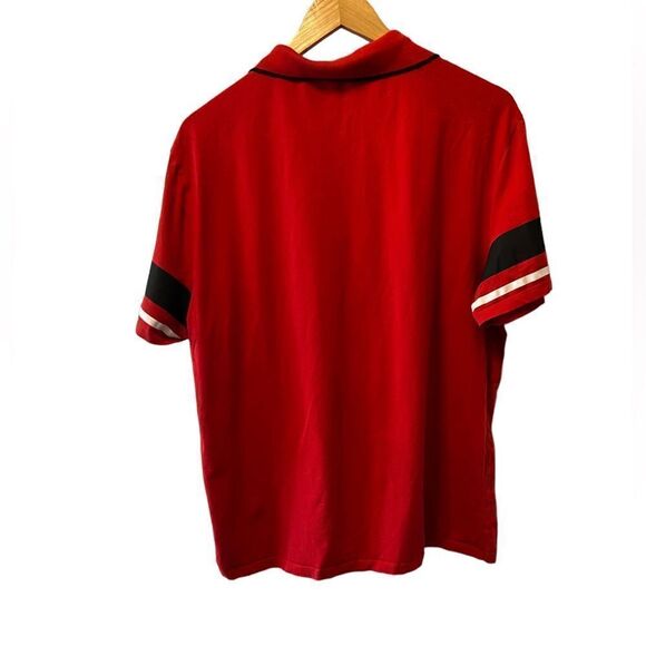 CALVIN KLEIN Red Stripe Zip Collar Collared Polo Short Sleeve Shirt L - Picture 3 of 8